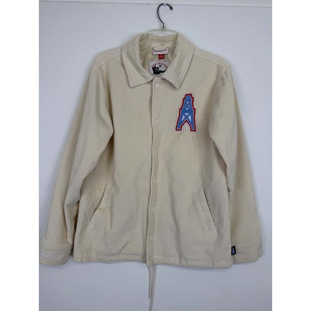 OILERS COLLEGIATE COACHES MITCHELL &‎ NESS NFL THROWBACKS CORDUROY JACKET M